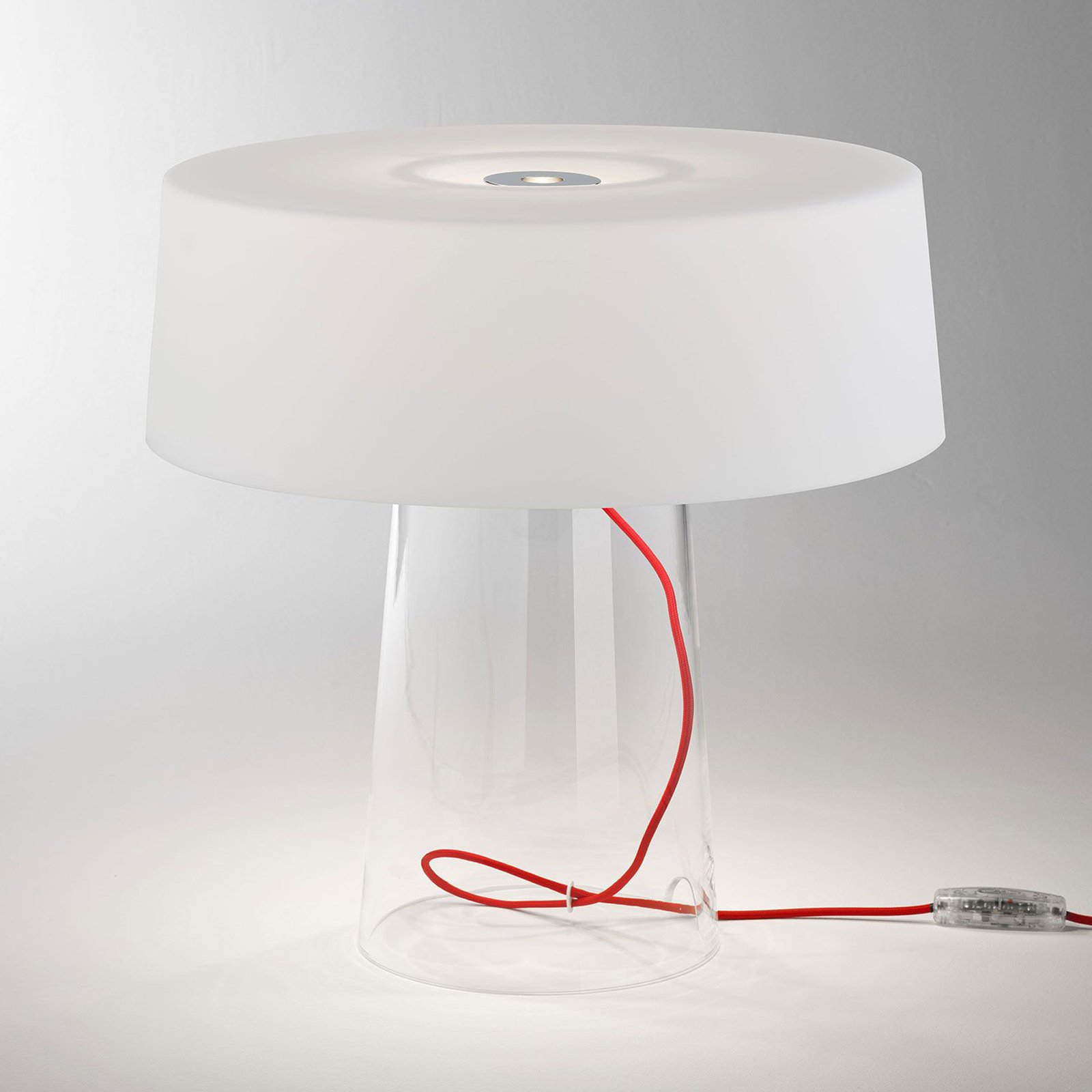 Prandina Glam table lamp, 36 cm, clear/white