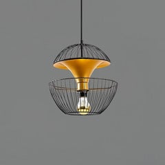 Lámpara colgante Telmander 11440, negro/oro, metal, Ø 30 cm