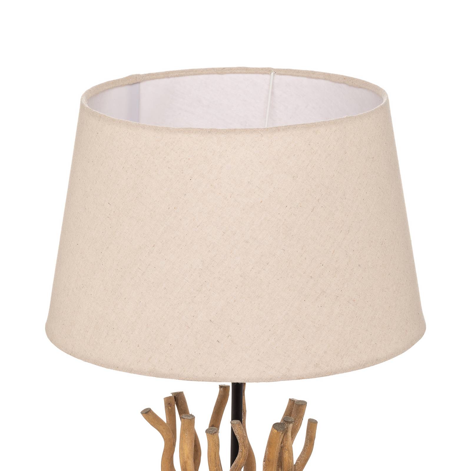 Lampa stojąca Agar, drewno, tkanina, kremowa biel, wysokość 167 cm