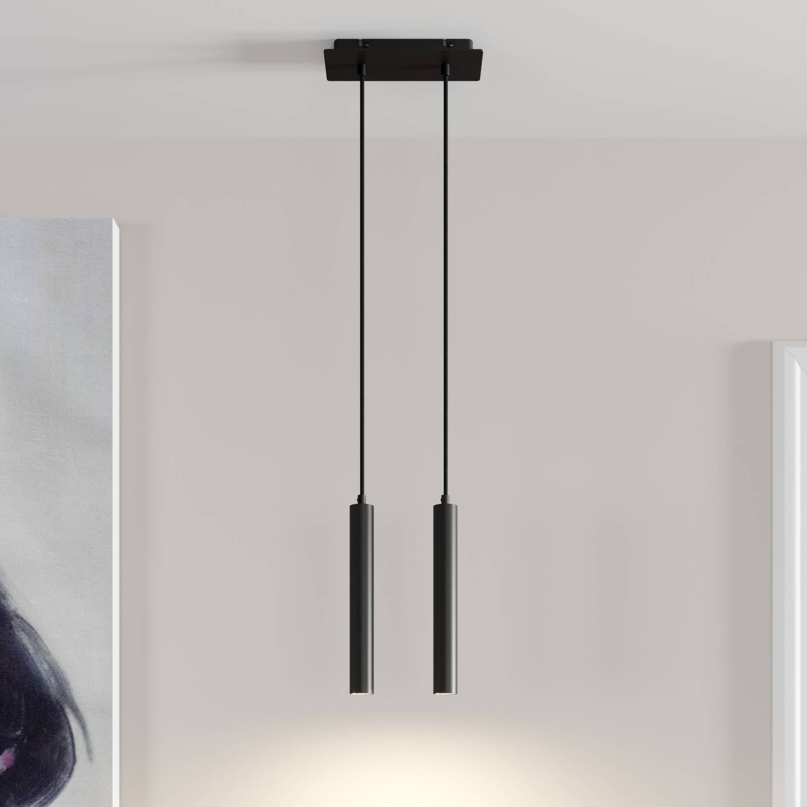 Arcchio lampa wisząca LED Franka, 2-punktowa, czarna, aluminium