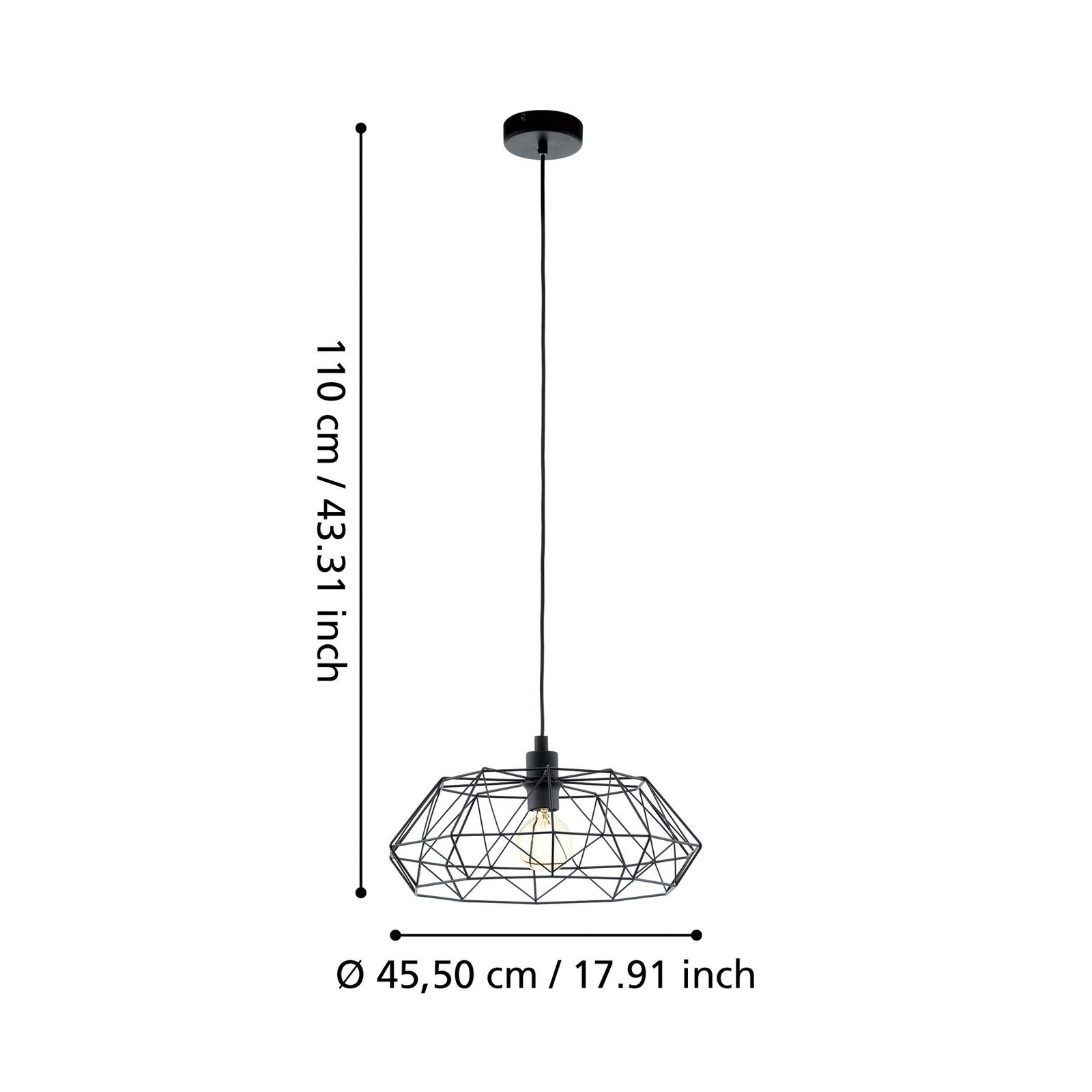Hanglamp Carlton 2, zwart Ø 45,5 cm