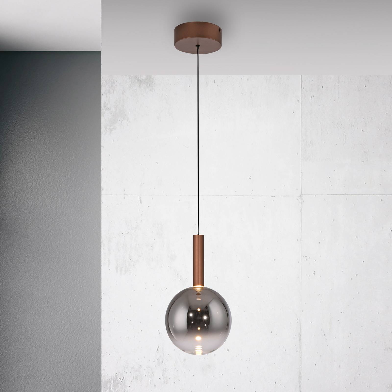 Paul Neuhaus LED-Hängelampe Bowl, Ø 20 cm, braun/grau günstig online kaufen