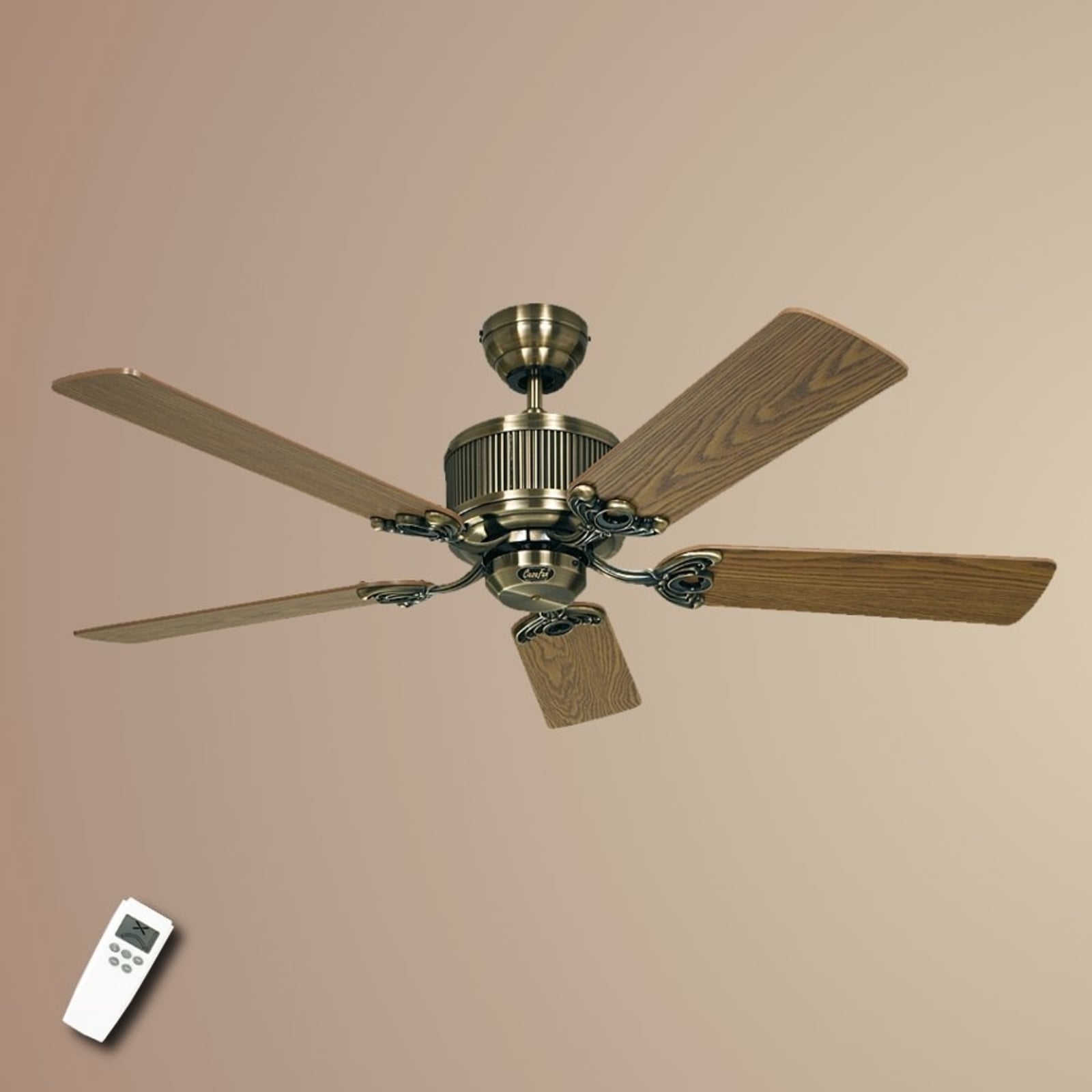 Ventilador de techo ECO ELEMENTS, roble/latón, 132 cm - CasaFan Ventilador de techo ECO ELEMENTS, roble/latón, 132 cm - CasaFan