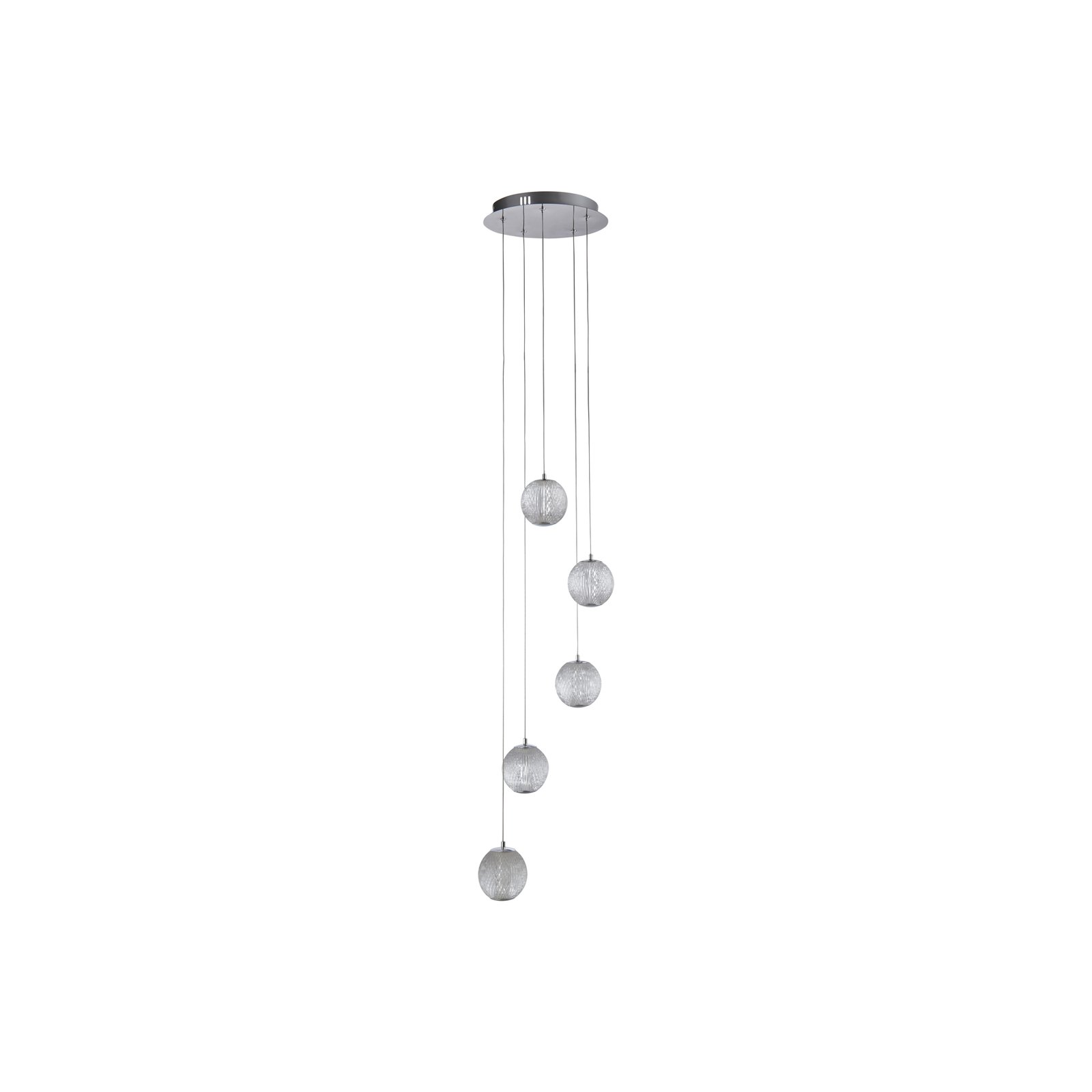 LED pendant light Allure, round, 5-bulb