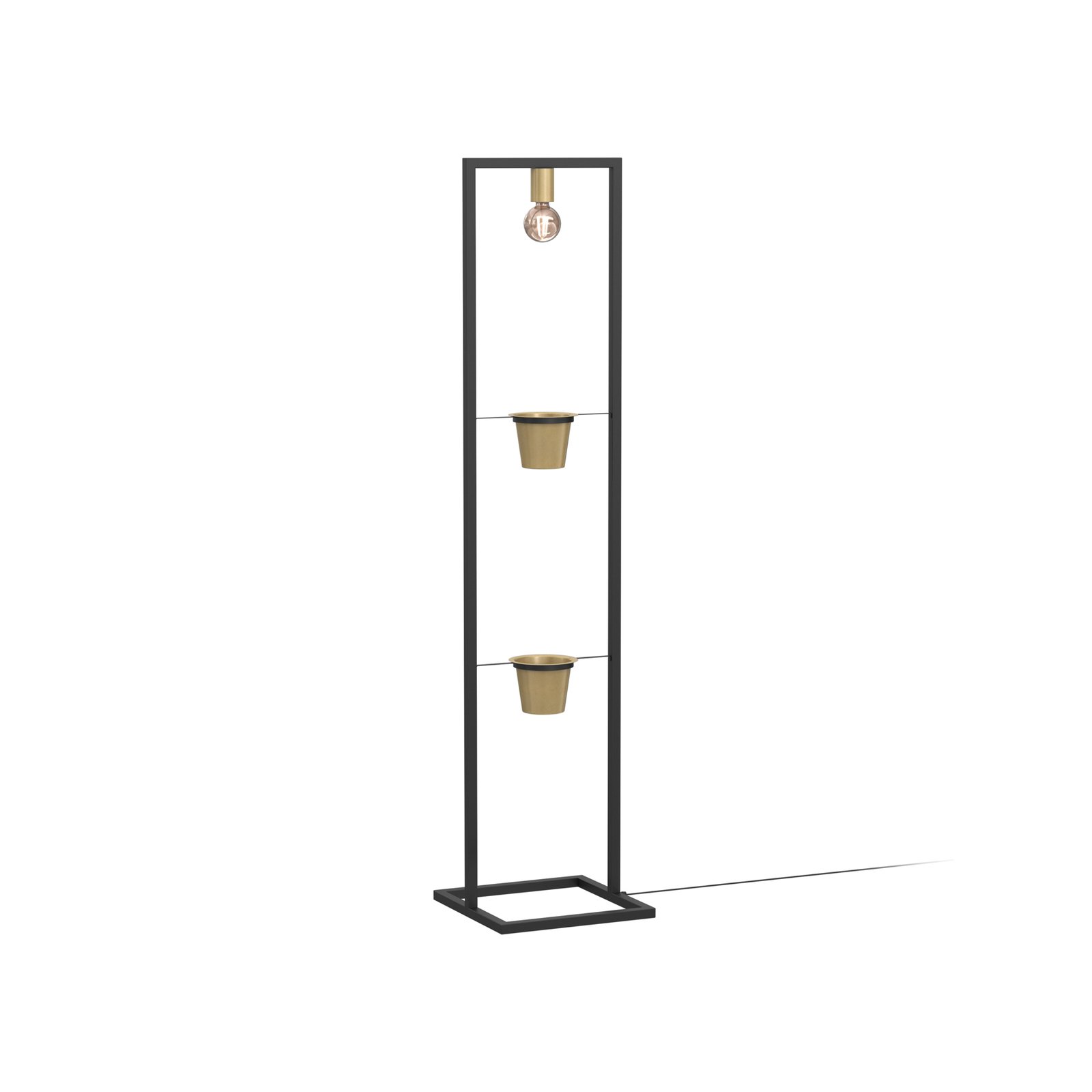 Flores floor lamp, 1-bulb, black/gold, steel