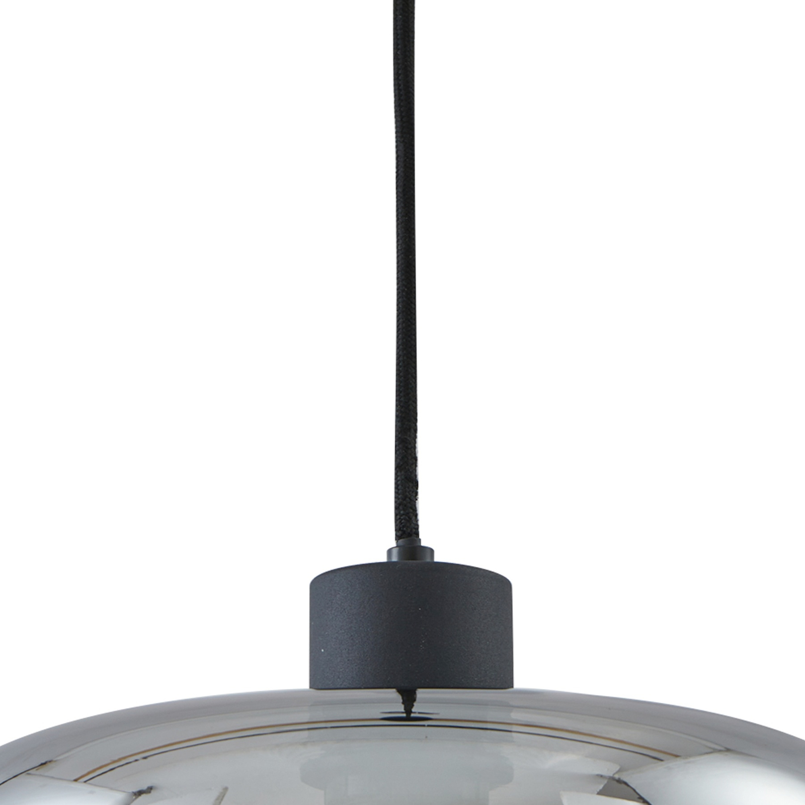 Suspension Lindby Hildur, à 1 lampe, Ø 28,5 cm, gris fumé, verre