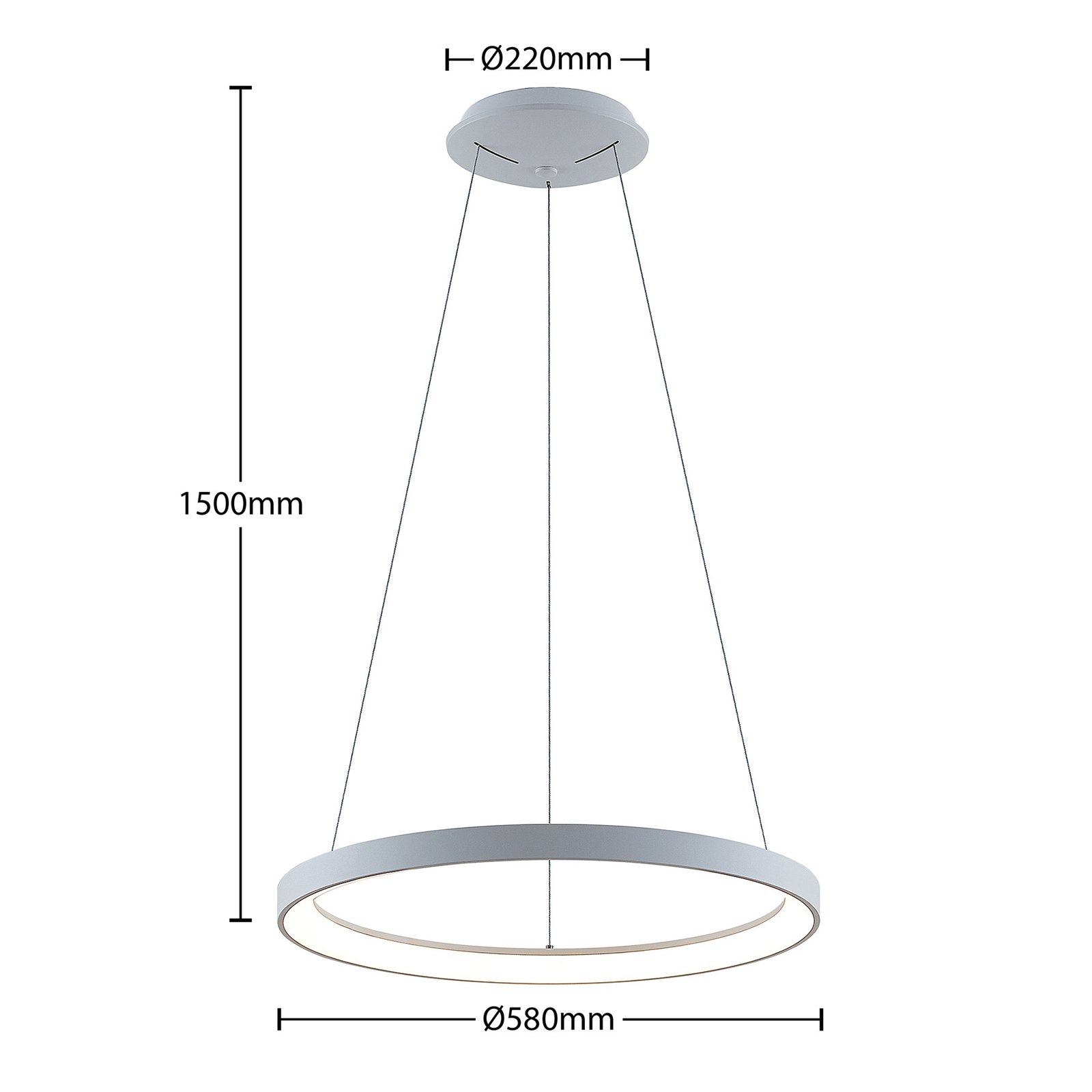 Arcchio Vivy LED závesná lampa, biela, 58 cm