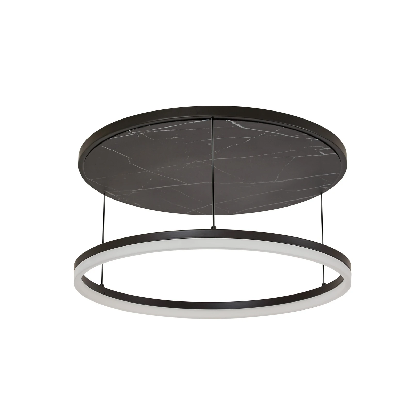 Lucande LED mennyezeti lámpa Orven, fekete/márvány, Ø 50 cm, dimmelhető.