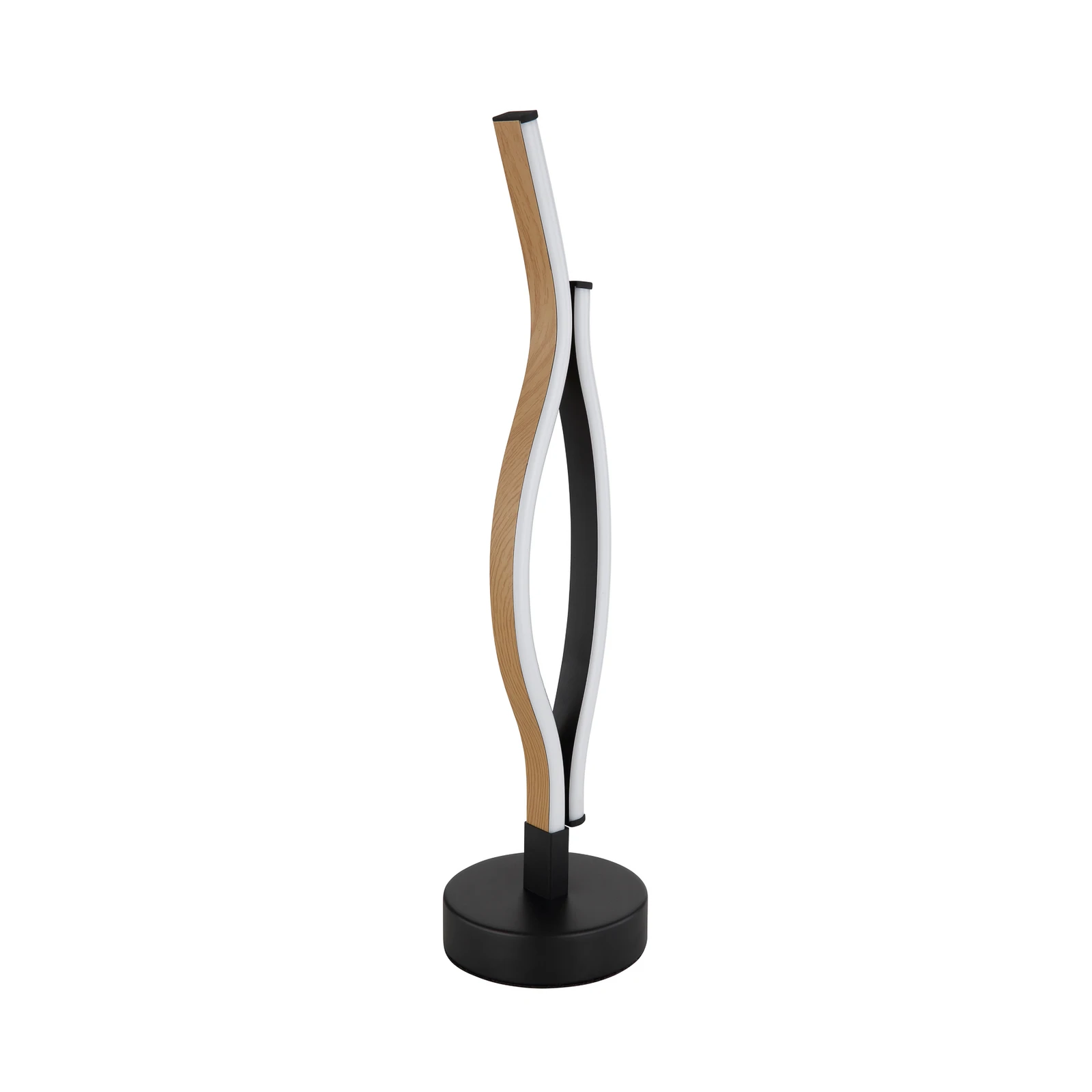 LED настолна лампа Geronimo, височина 47 cm, черна/дерево