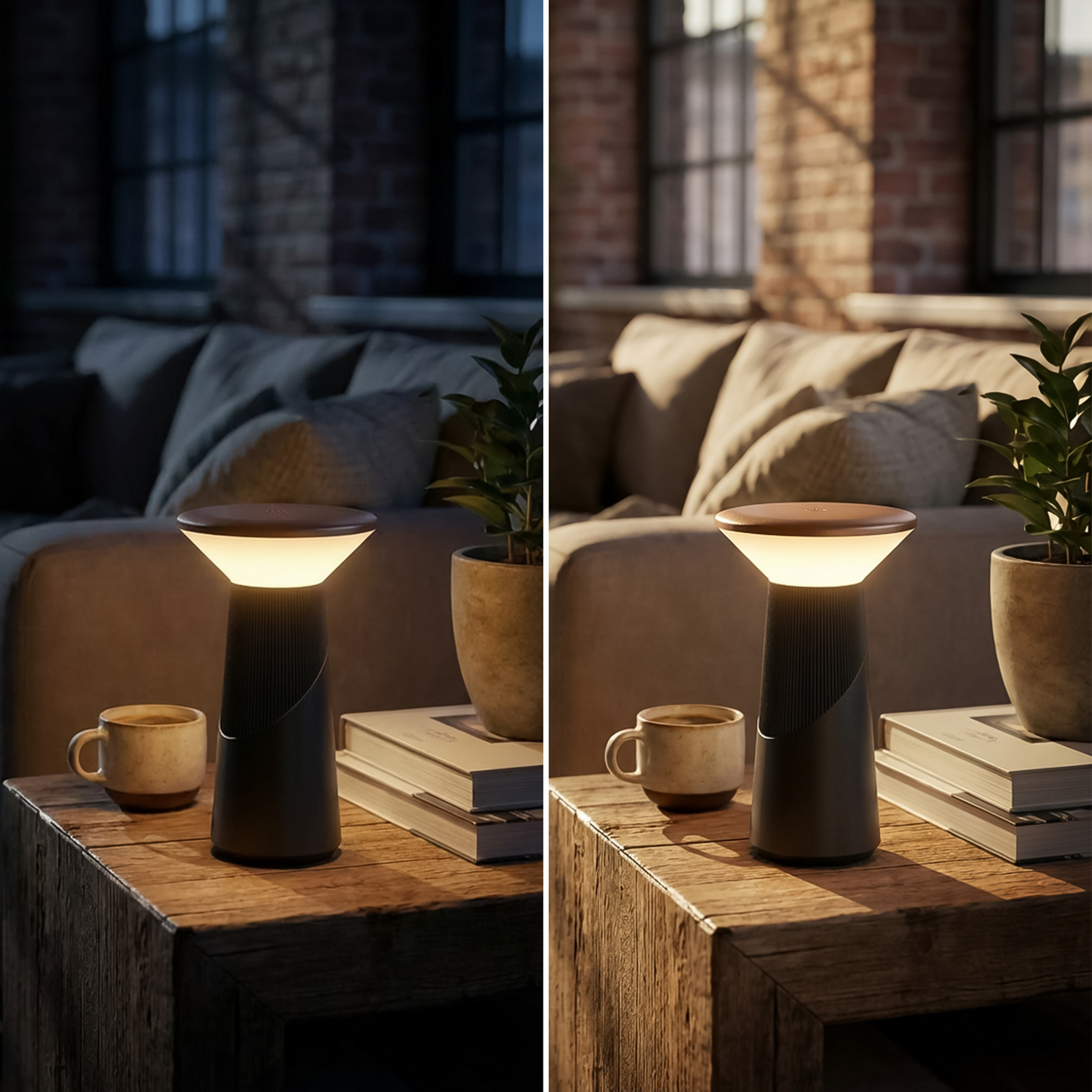 LED-Akku-Tischlampe Pilia, bronze/anthrazit, Höhe 24 cm IP44 LED-Akku-Tischlampe Pilia, bronze/anthrazit, Höhe 24 cm IP44
