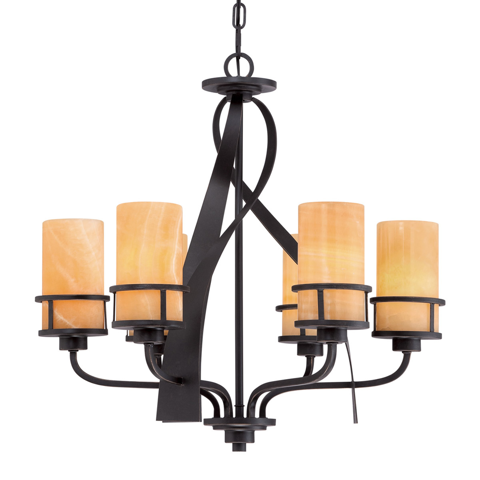 QUOIZEL 6-light chandelier Kyle, for Living / Dining Room, iron, onyx, E27, 100 W, energy efficiency: A++, H: 58.4 cm