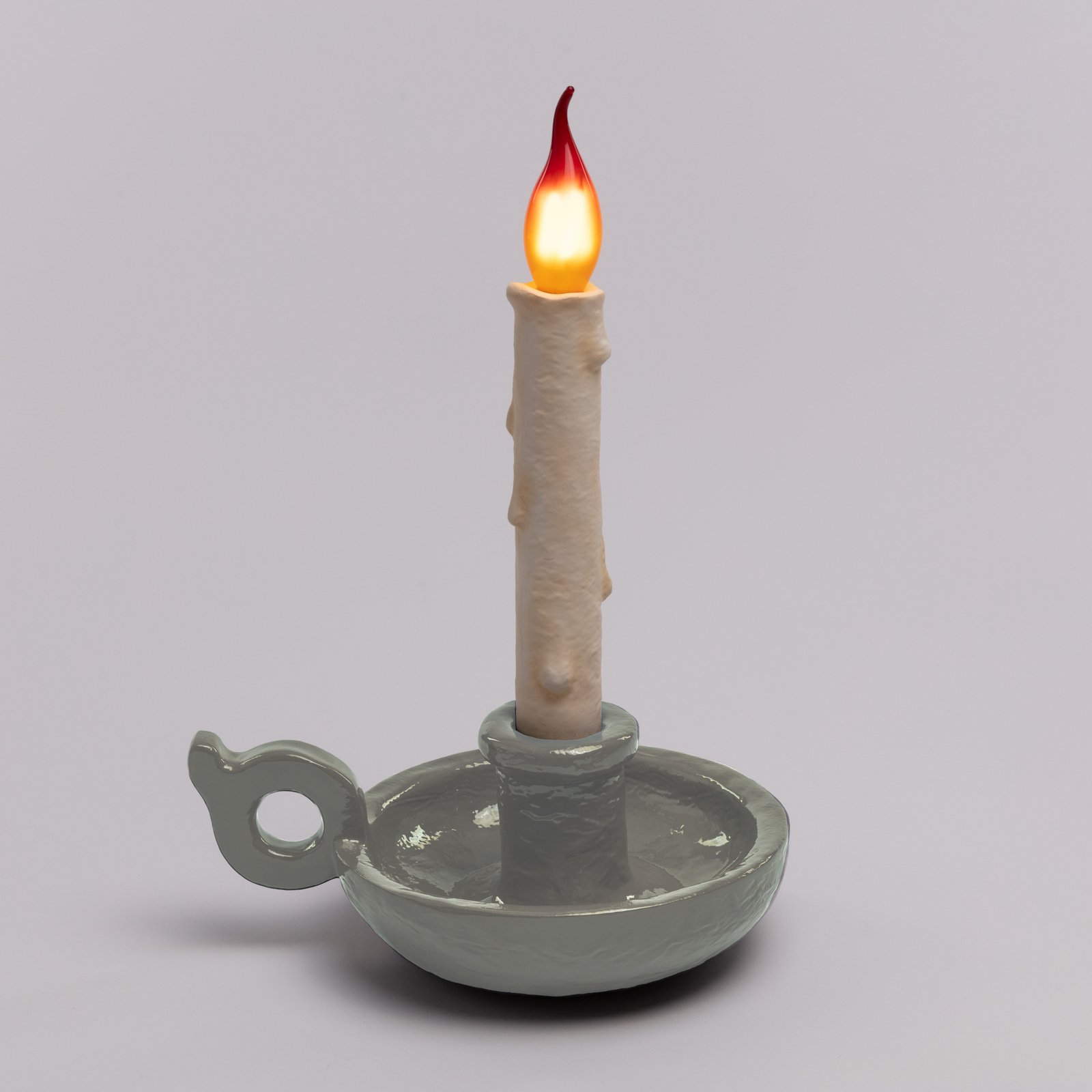 Lámpara de mesa LED Grimm Bugia forma vela gris