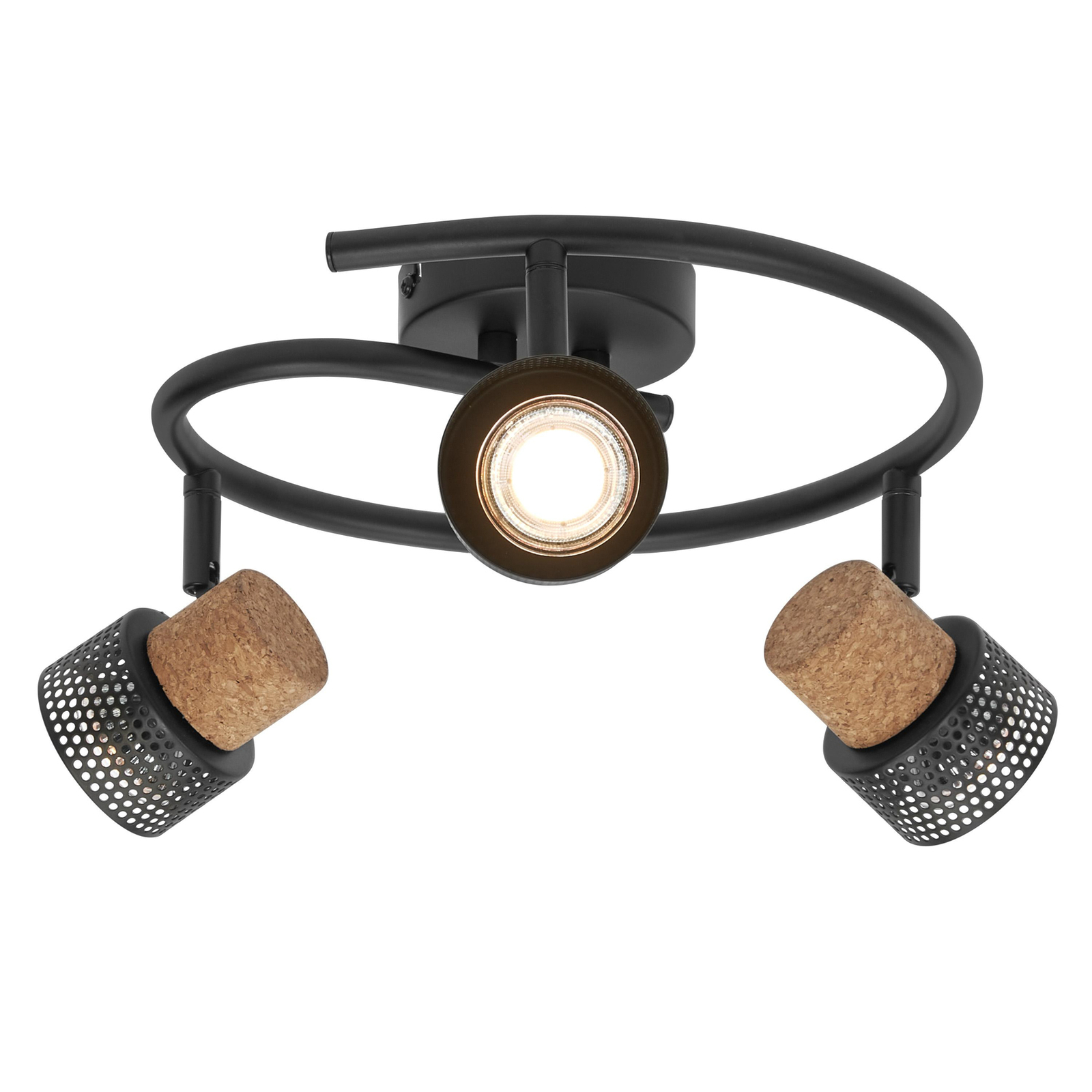 LEDVANCE LED-takspot Cork, GU10, 3-ljus, spiral, svart