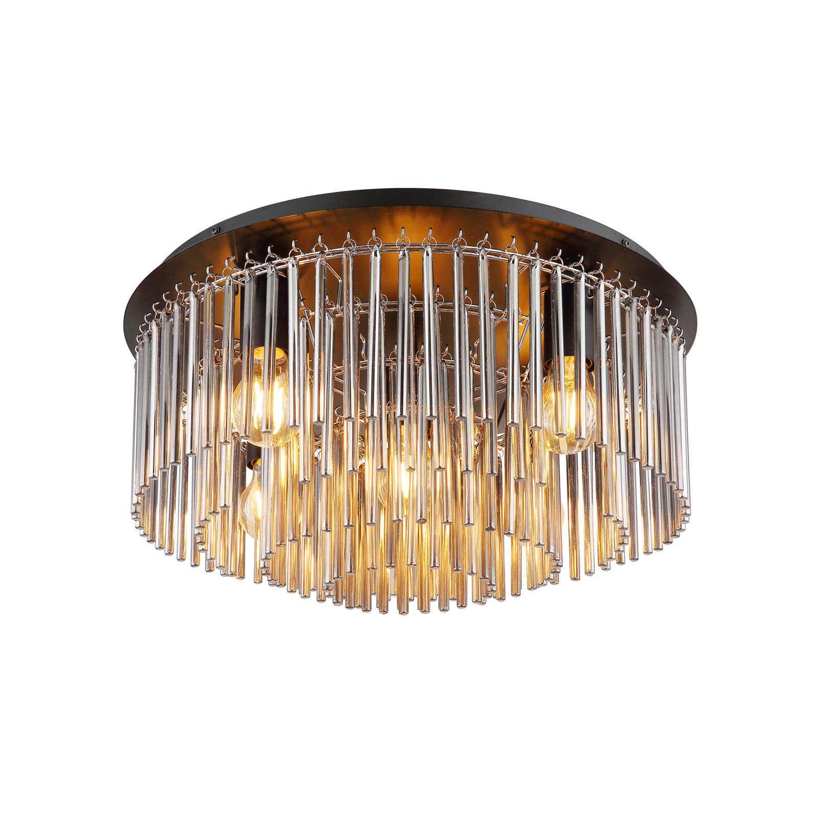Gorley ceiling lamp, smoke/black, glass, 50 cm, 5-bulb, E27 Gorley ceiling lamp, smoke/black, glass, 50 cm, 5-bulb, E27