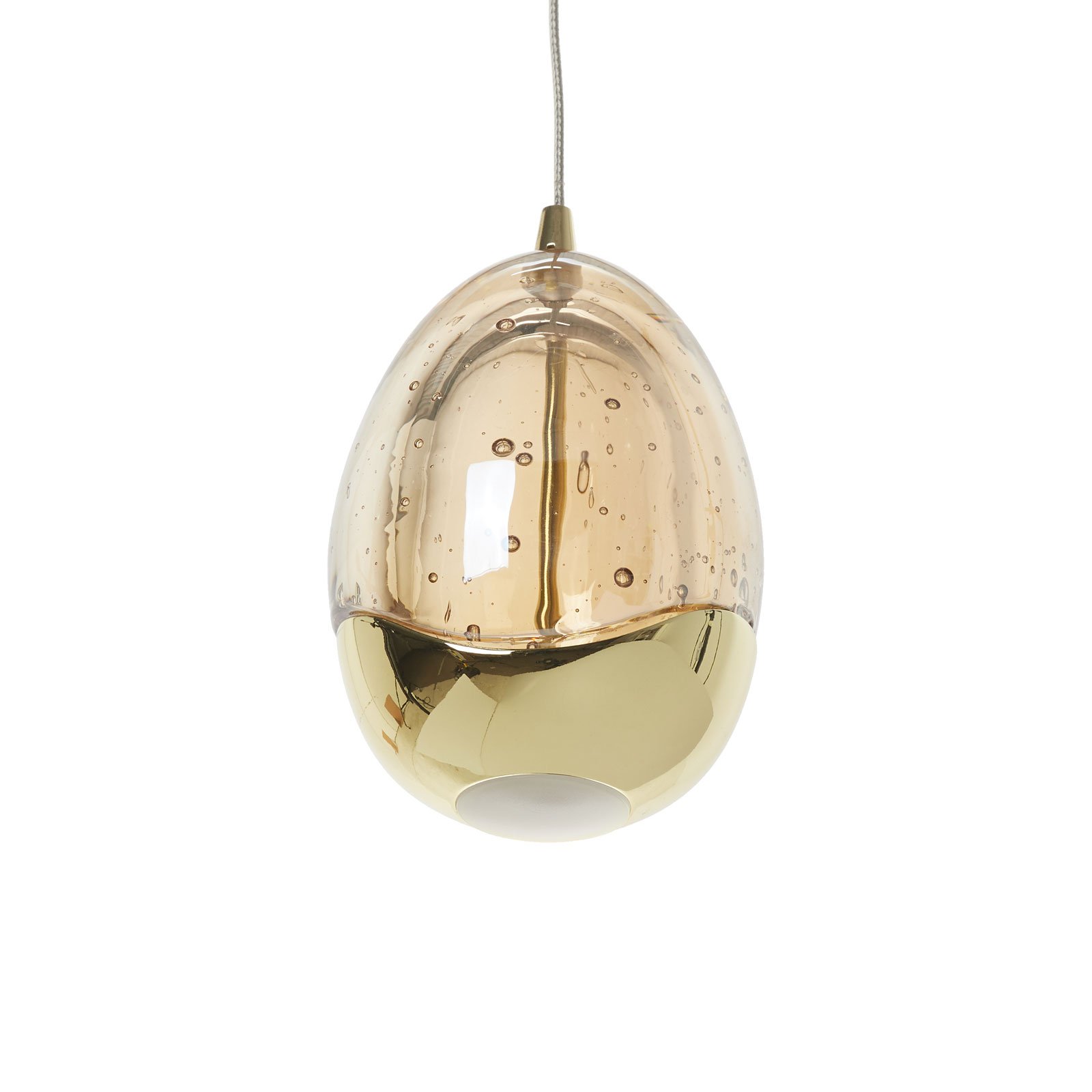 Éénflammige LED hanglamp Rocio, gouden finish