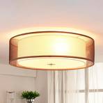 Lindby Tobia fabric ceiling lamp, organza, brown