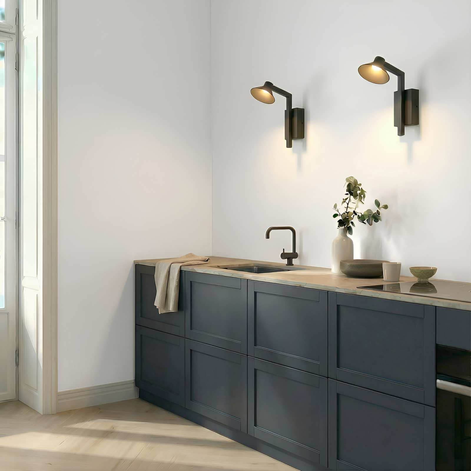 Lucande LED wall light Steve, black, 24 cm, USB, dimmable Lucande LED wall light Steve, black, 24 cm, USB, dimmable