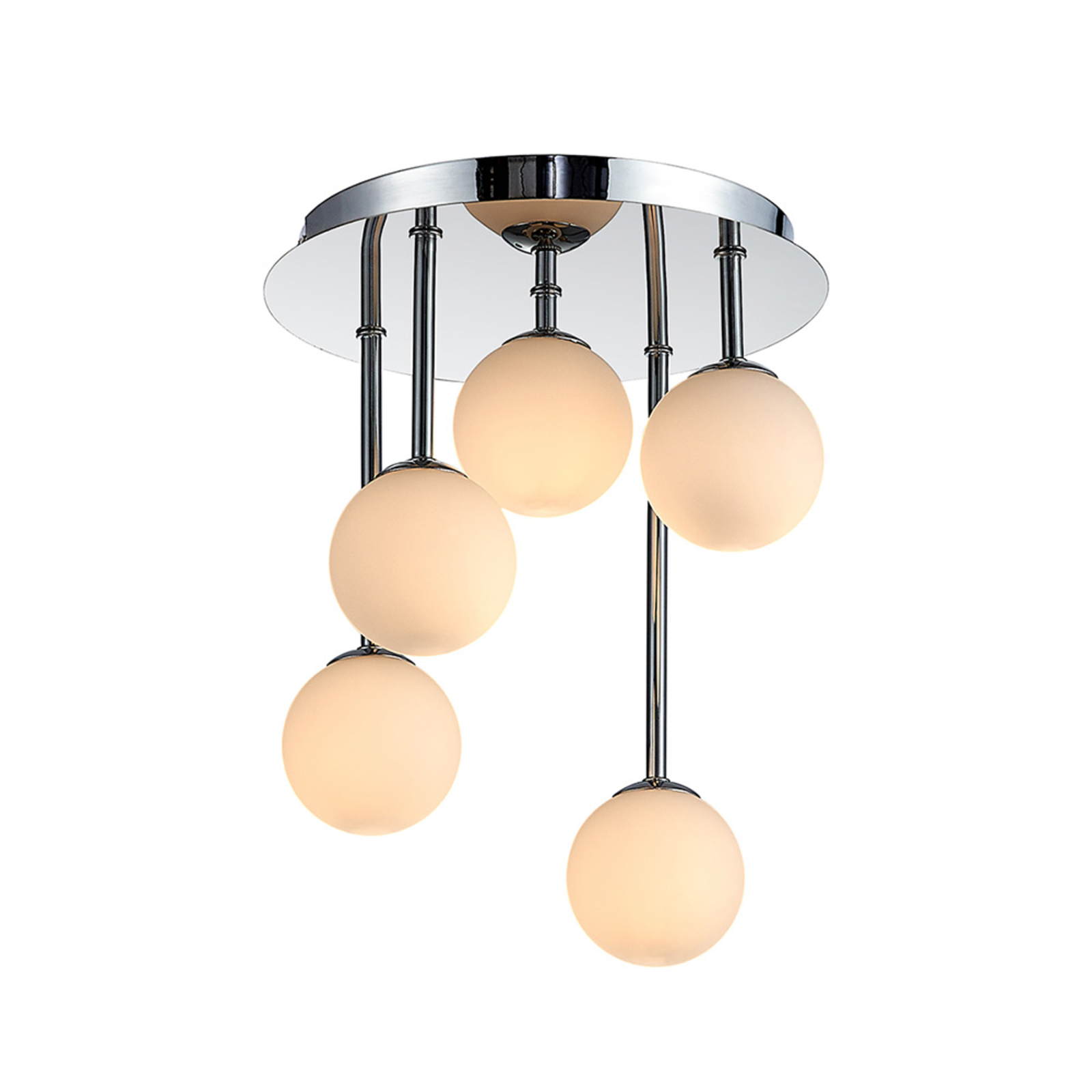 Lindby Chrissy ceiling light, 5-bulb, 25 cm, for Living / Dining Room, metal, glass, G9, 33 W, energy efficiency: A++, H: 33 cm