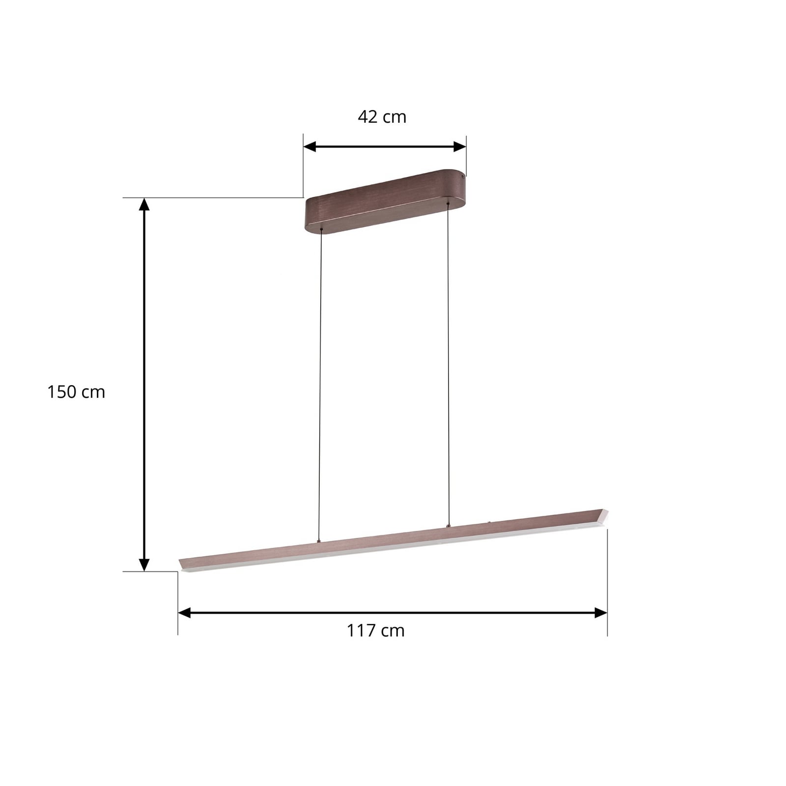Suspension LED Solvar, 117 cm, marron, CCT, à intensité variable - Lucande