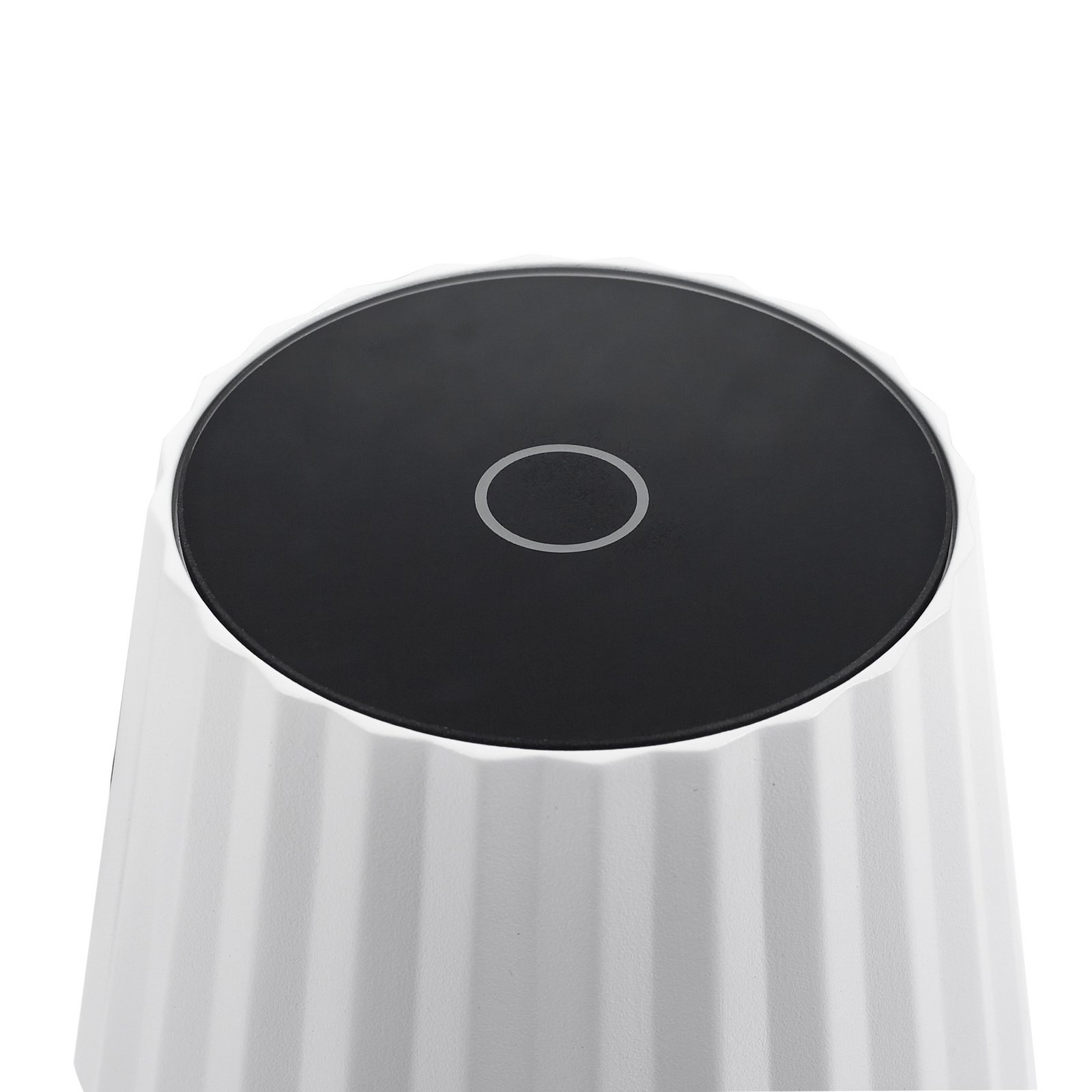 Esali LED-akkukäyttöinen pöytävalaisin, 29 cm, uurrettu, valkoinen - Lindby