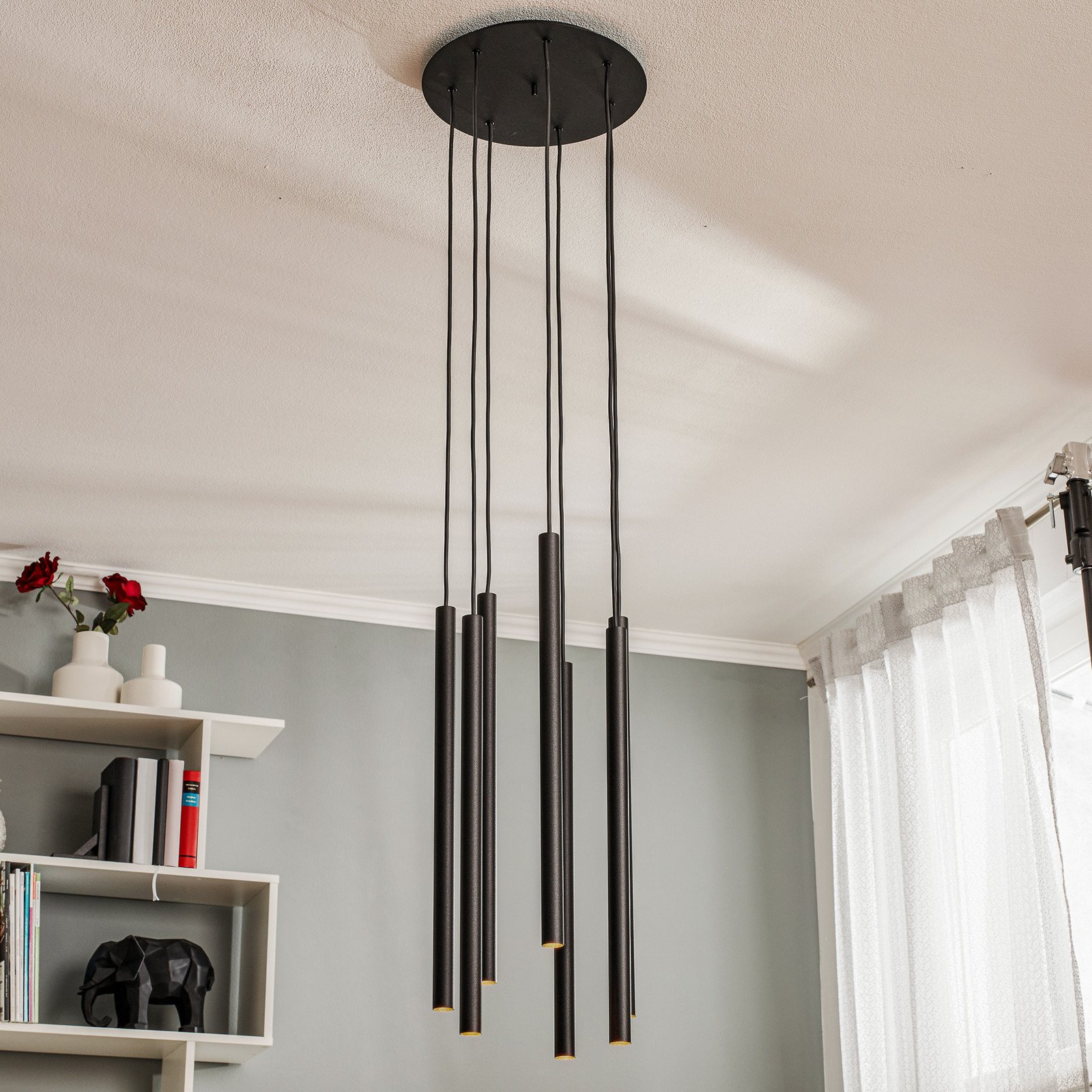 Euluna Lampă suspendată Laser cu 7 becuri negru - Camera de zi / sufragerie - Modern - Metal