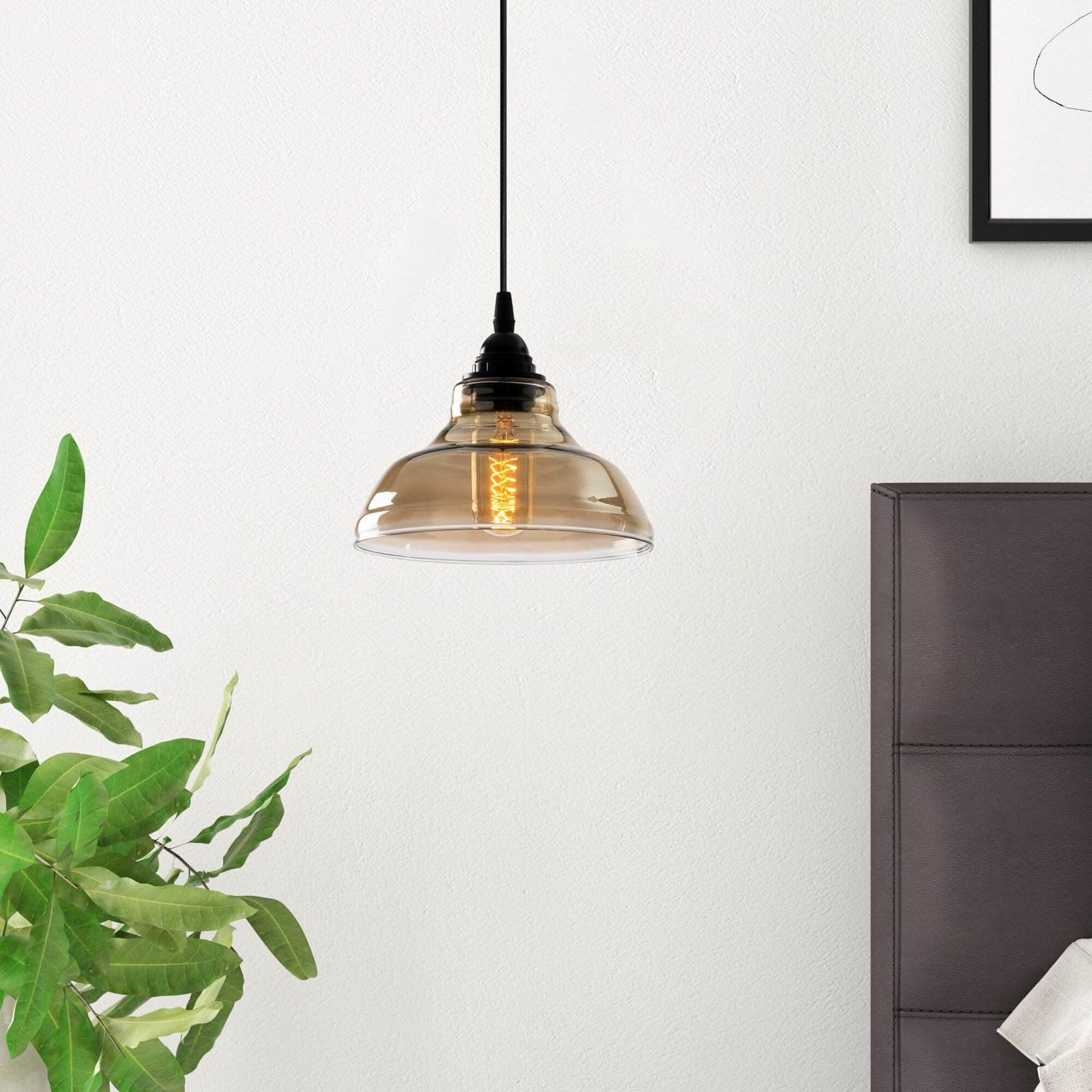 Hanglamp Dilberay 321-S 1-lamp zwart/rookglas