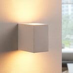 Lindby wall light Jannes, angular, white, plaster, G9, paintable