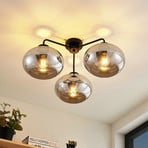 Lindby ceiling light Navidia, Ø 67 cm, black, smoked glass