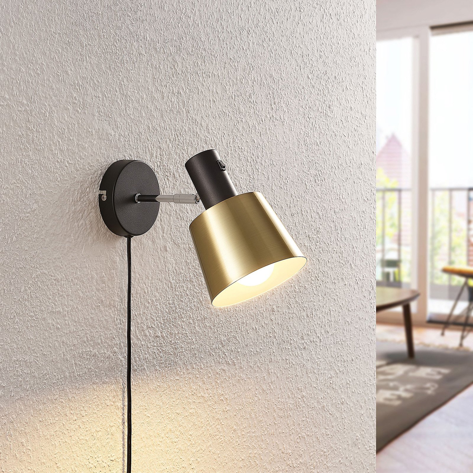 Vlada Candeeiro de Parede Matt Brass/Matt Black - Lindby