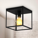 Plafondlamp Indu, zwart, hoekig, 1-lamp, E27