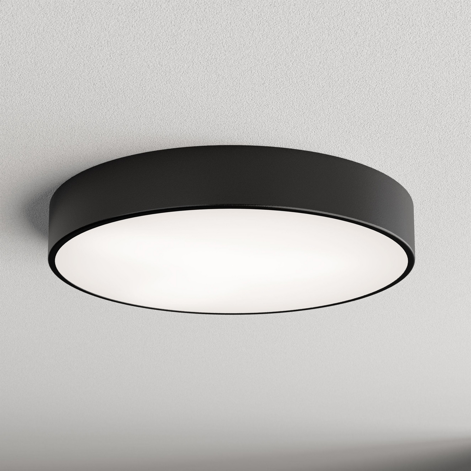 Deckenlampe Cleo 500, schwarz, Sensor, IP54, Ø 50 cm, Metall