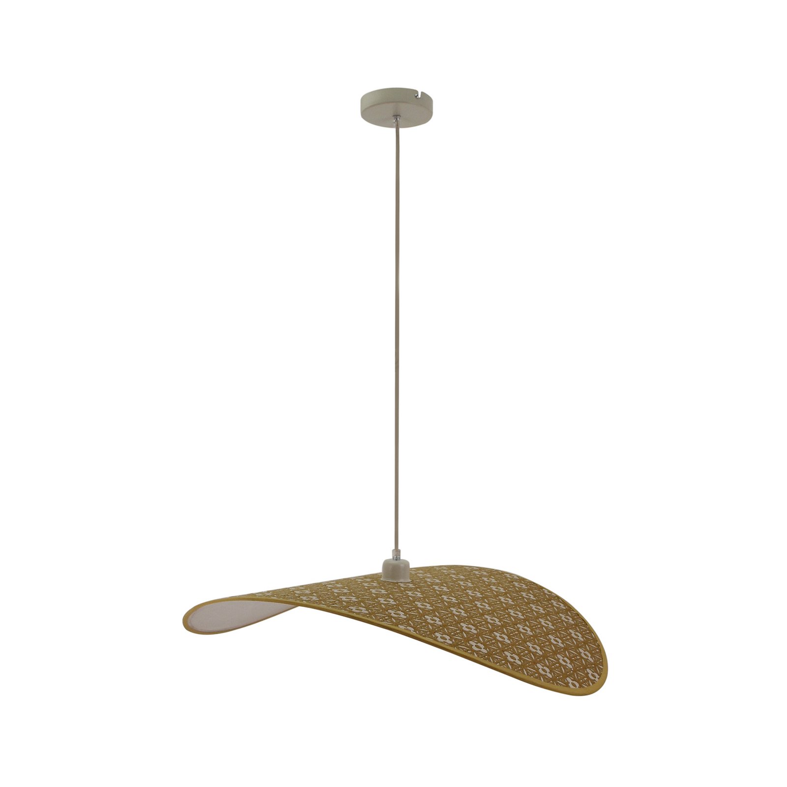 Lindby viseča svetilka Tulio, rumena vzorčasta, tkanina, Ø 50 cm Lindby viseča svetilka Tulio, rumena vzorčasta, tkanina, Ø 50 cm