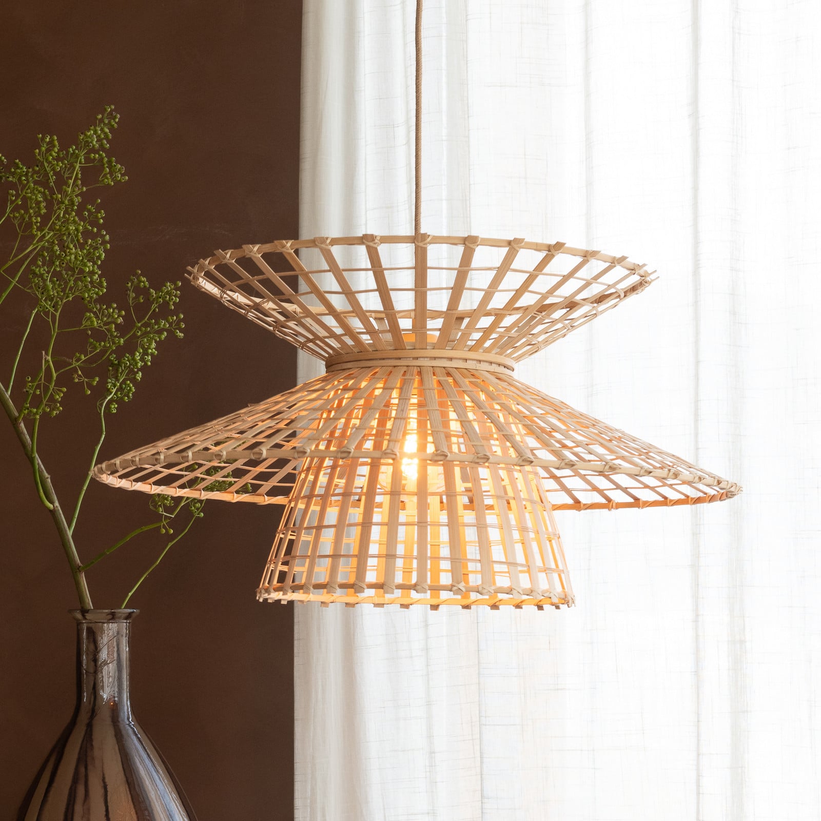 GOOD & MOJO Lampă suspendată Machu Picchu natur Ø 57 cm bambus - Camera de zi / sufragerie - bambus natural - Bamboo
