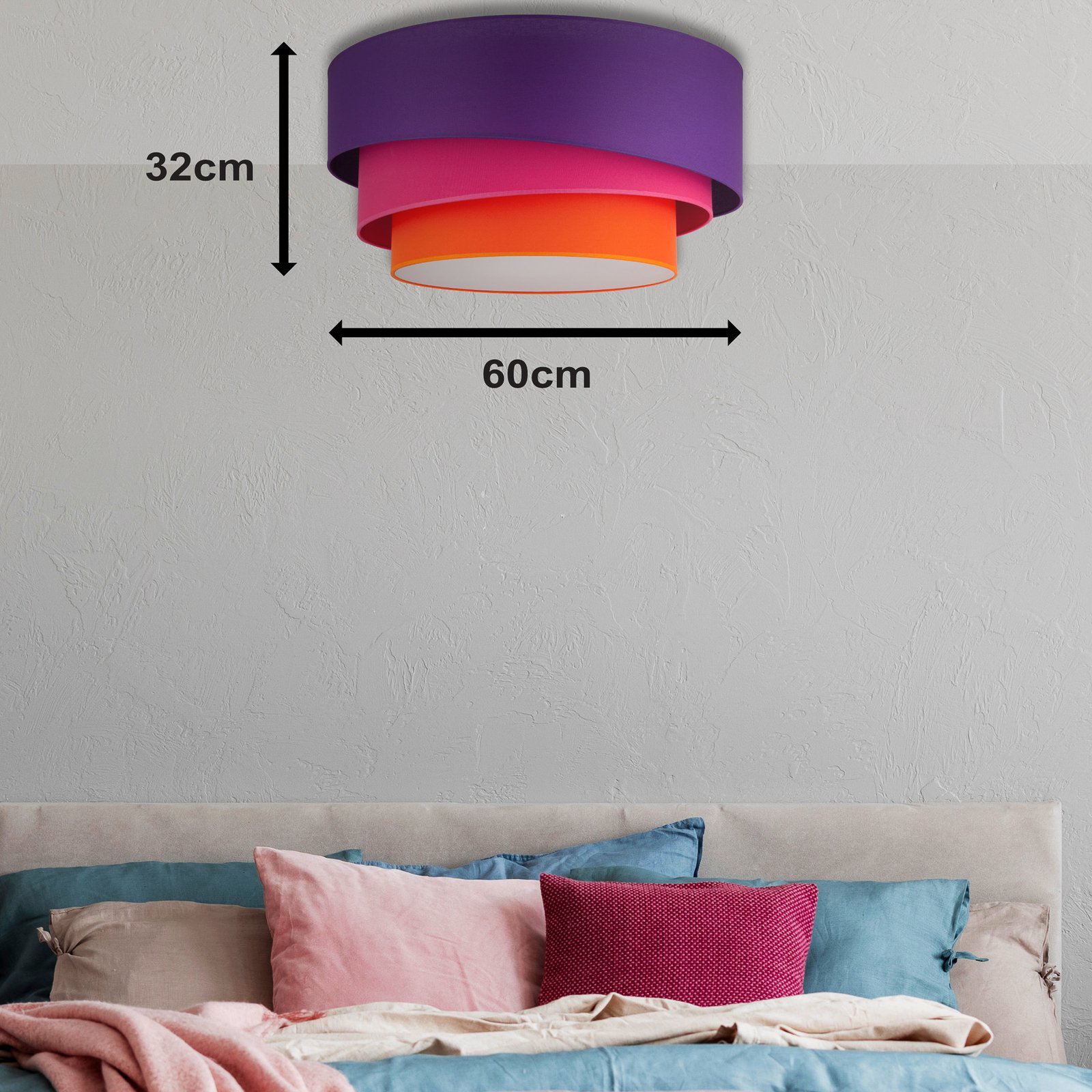 Trio Ceiling Lamp Ø60 Violet/Pink/Orange -Euluna