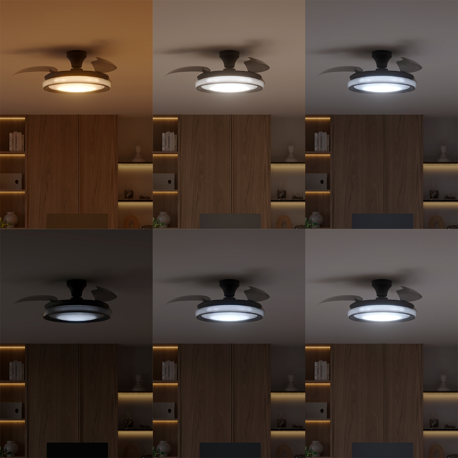 Wentylator sufitowy LED Philips Bliss czarno-biały, cichy, CCT