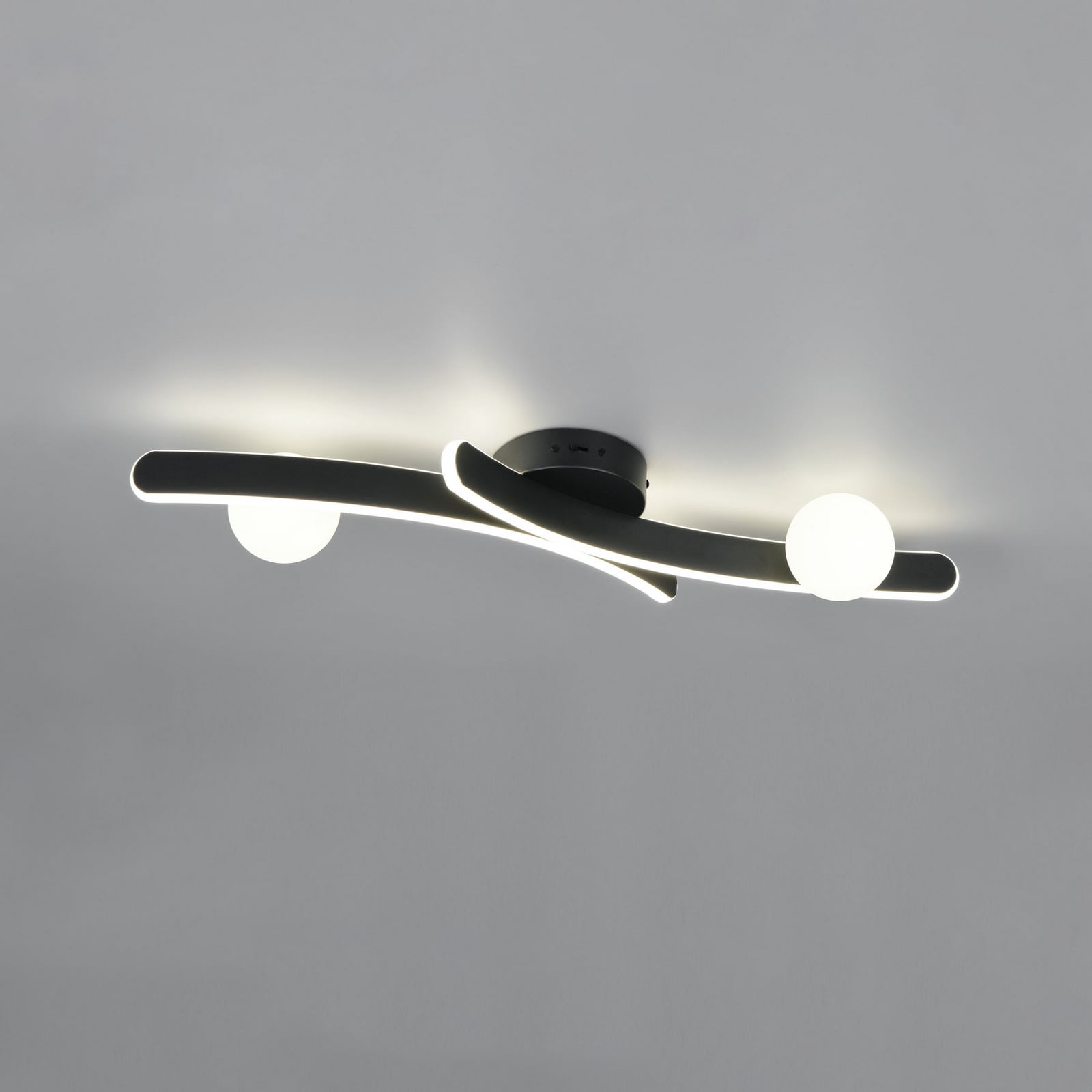 Plafoniera LED Napoli, nero opaco, lunghezza 70 cm, metallo