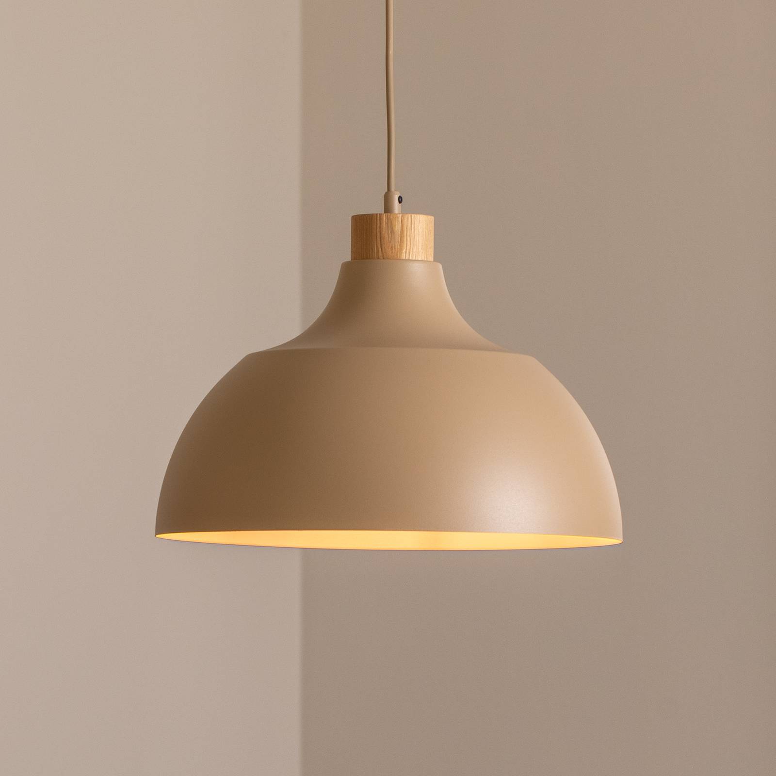 Żyrandol Cap, kolor piaskowy, metal, Ø 34 cm, E27