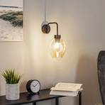 Lukka wall light, one-bulb, black/amber