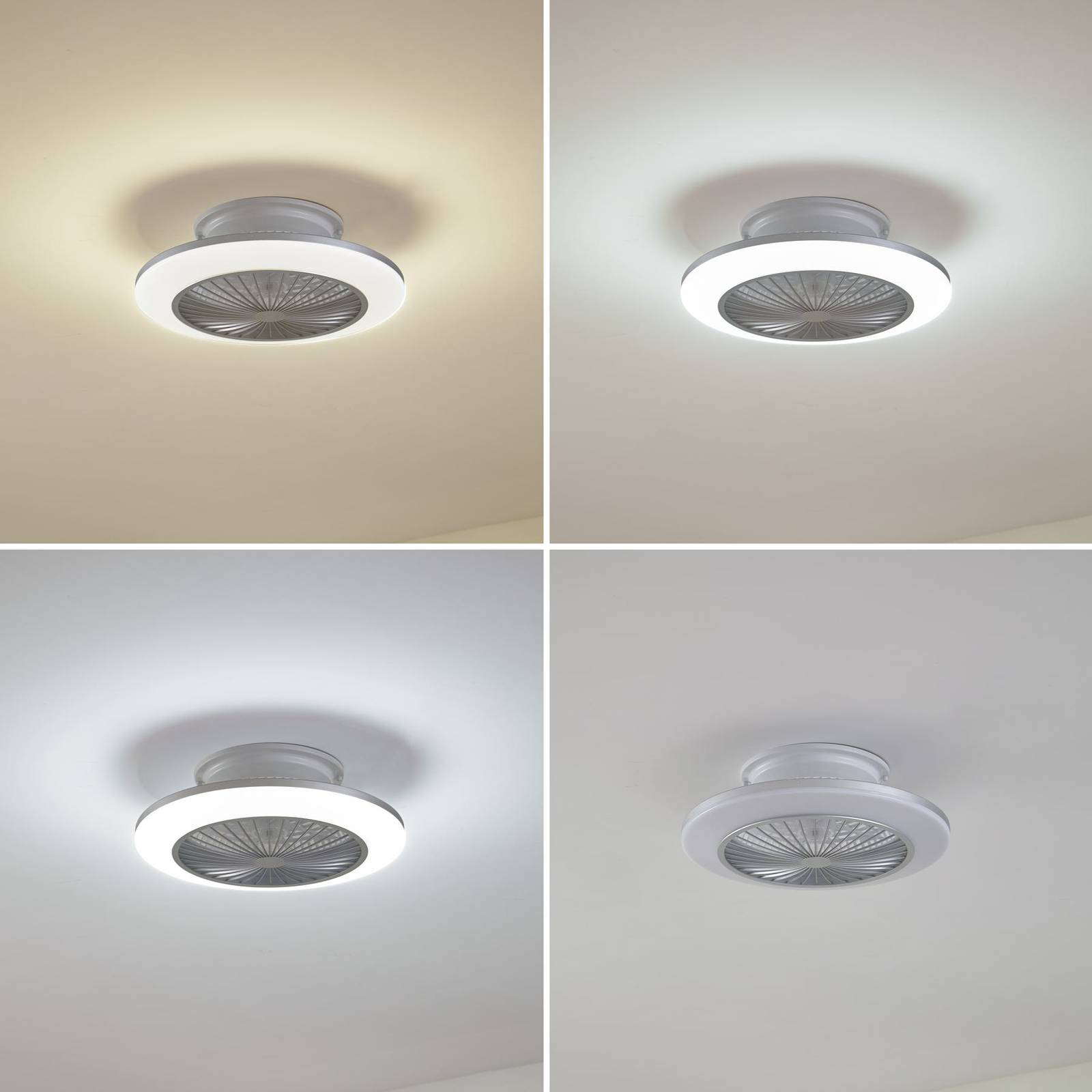 Image of Lindby Ventilatore da soffitto a LED Mamuti, argento, silenzioso, Ø 55 cm