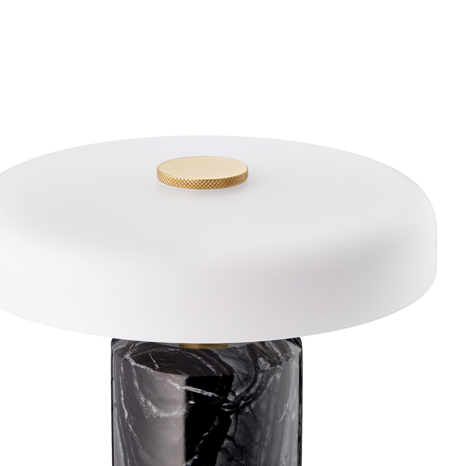 Akumulatorowa lampa stołowa Trip LED, szara / biała, marmur, szkło, IP44
