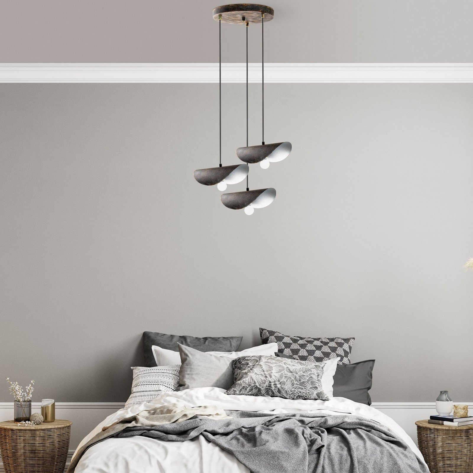 Eger pendant light, 3-bulb, black, metal, Ø 50 cm Eger pendant light, 3-bulb, black, metal, Ø 50 cm