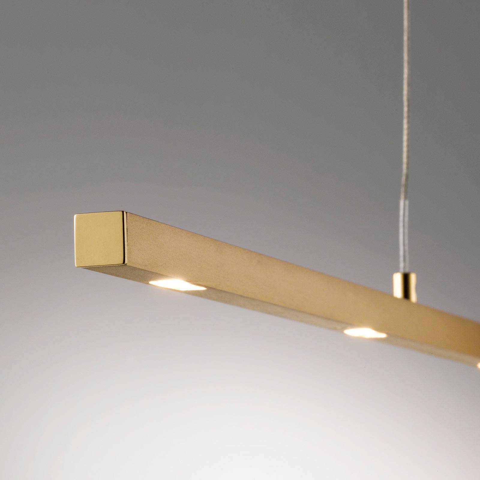 Quitani lampa wisząca LED Tolu, długość 119 cm, mosiądz