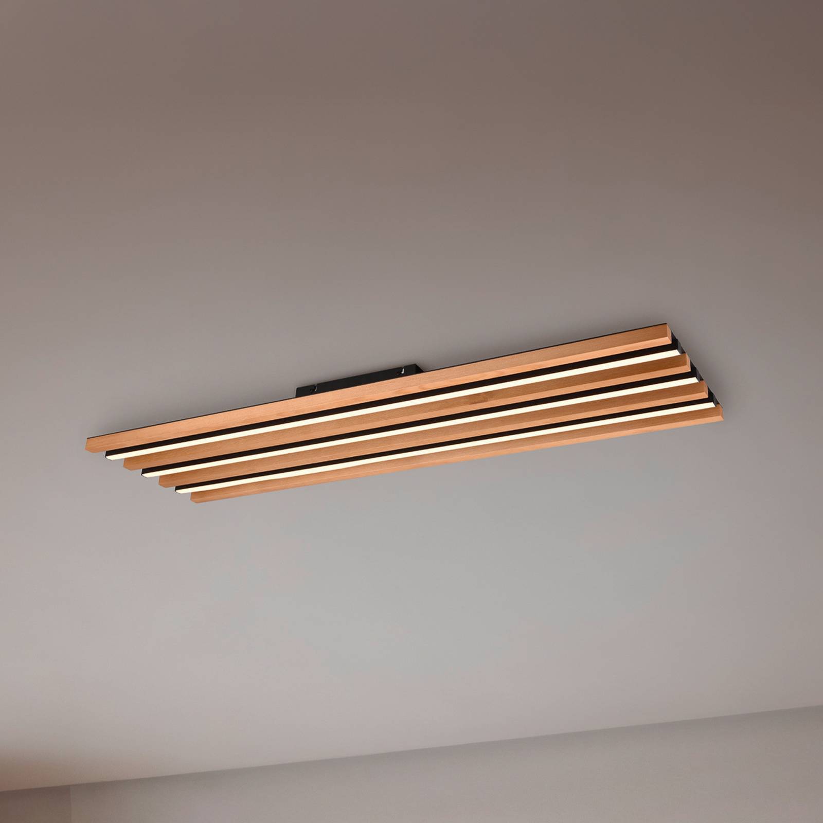 LED-Deckenlampe Fontana 114 x 30 cm holz/schwarz Holz/Metall günstig online kaufen