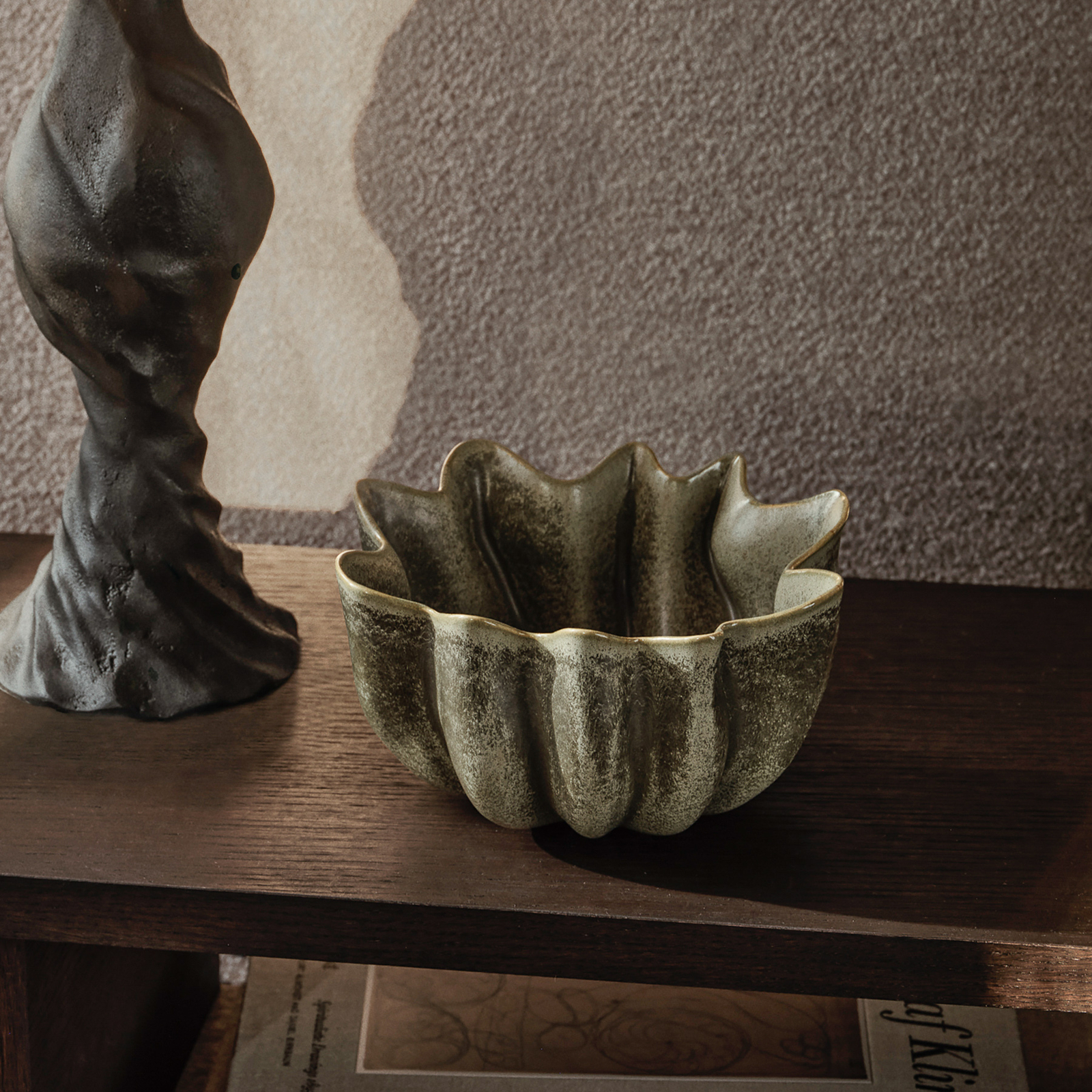 ferm LIVING Schüssel Nium, grün, Keramik, glasiert