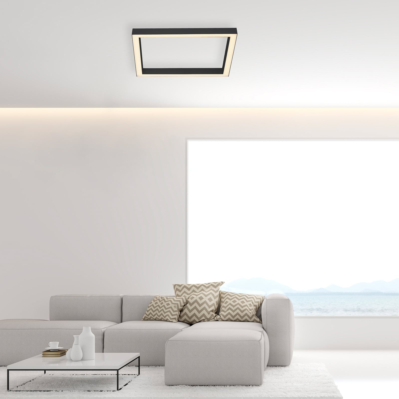 Lines Square LED-Deckenlampe, graphite, 55 cm, CCT - PURE Lines Square LED-Deckenlampe, graphite, 55 cm, CCT - PURE