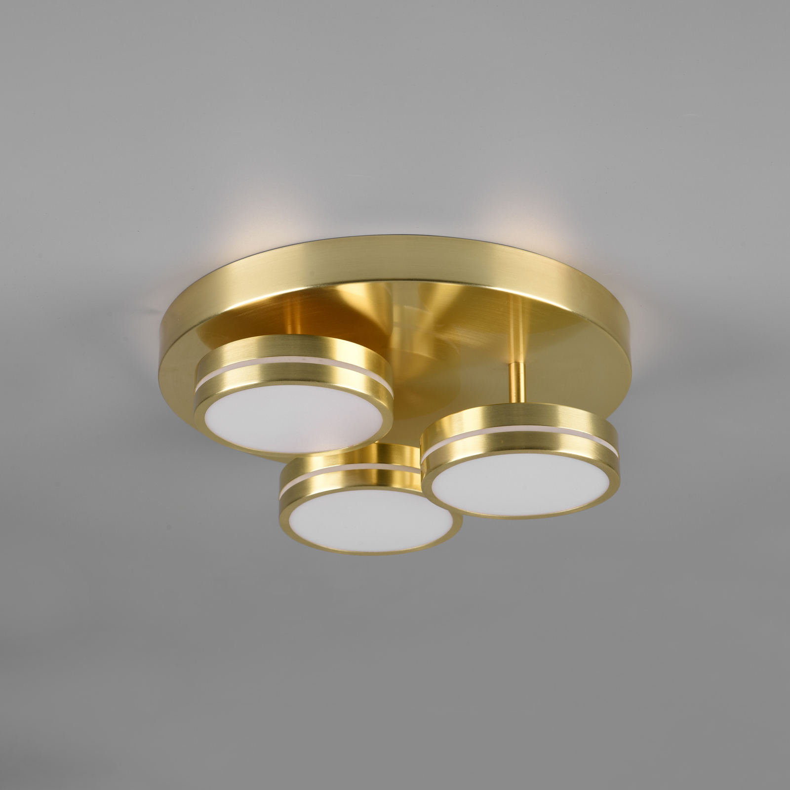 LED ceiling lamp Franklin 3-bulb brass matt