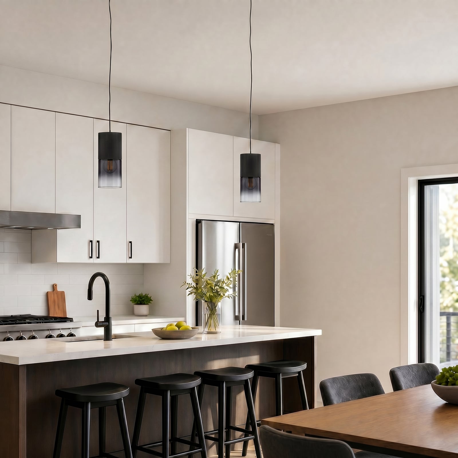 Robin track pendant light for DUOline, black/smoke grey