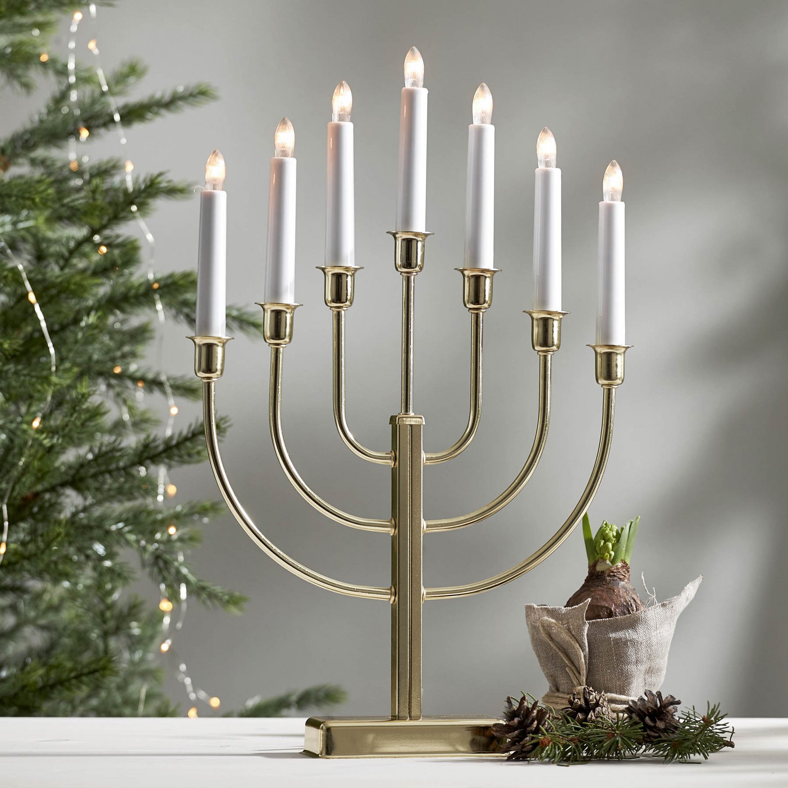 Свещник Kristina, височина 47 cm, E10 LED, 7-свещник, метал