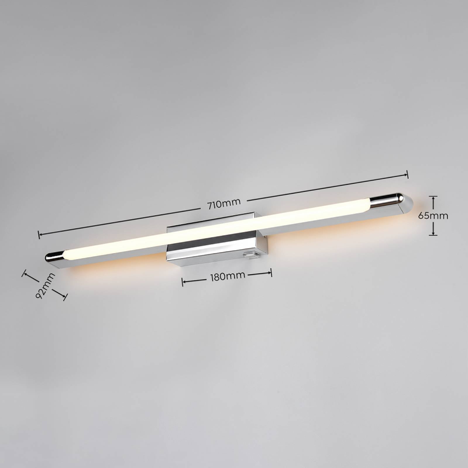 LED-vegglampe Alberto, krom, bredde 71 cm, metall, IP44