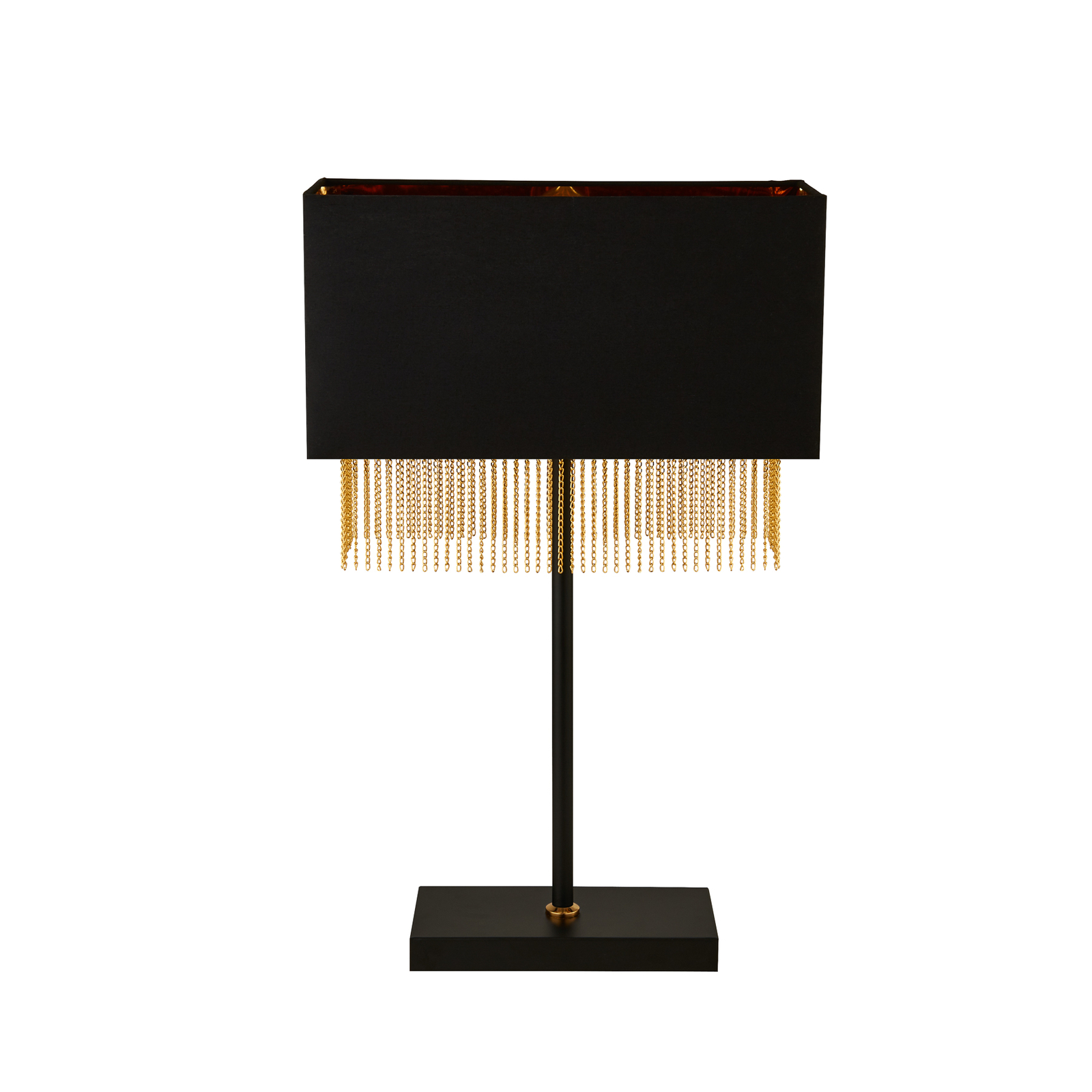 Fringe table lamp, fabric lampshade